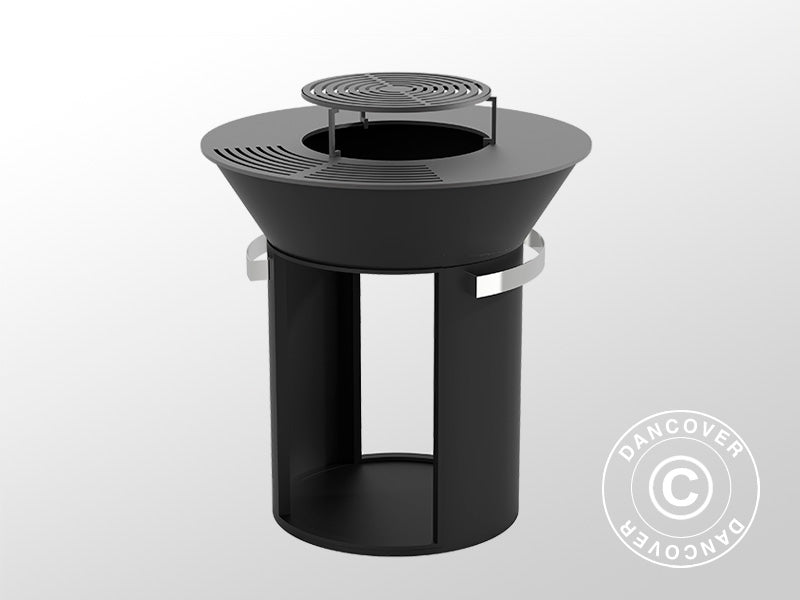 Braciere con vano portalegna, Ø93x98cm, Nero