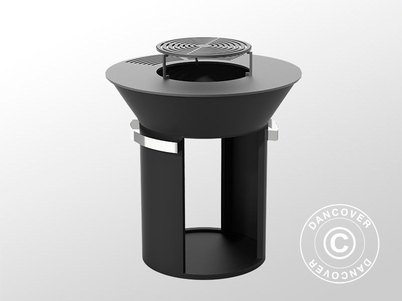 Braciere con vano portalegna, Ø93x98cm, Nero