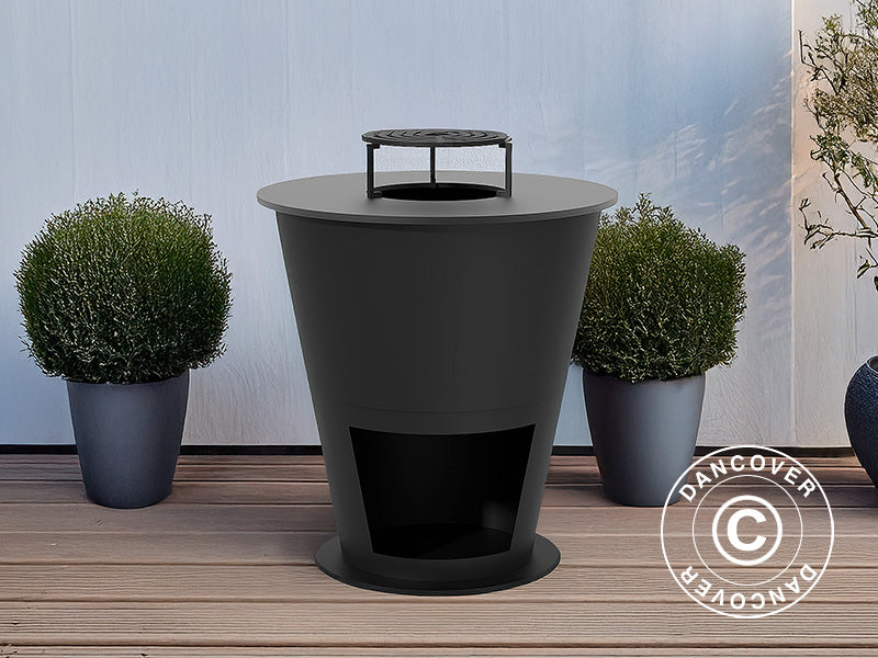 Braciere con vano per la legna, Ø74,5x80cm, Nero