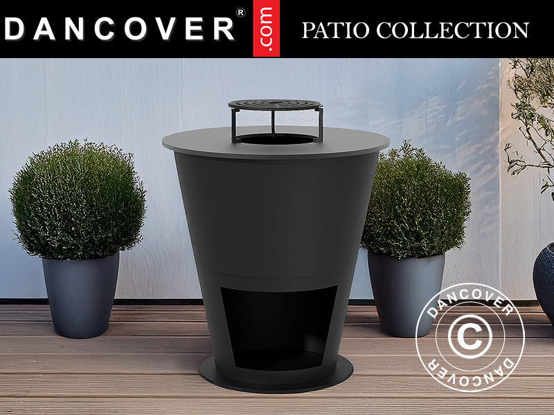 Braciere con vano per la legna, Ø74,5x80cm, Nero