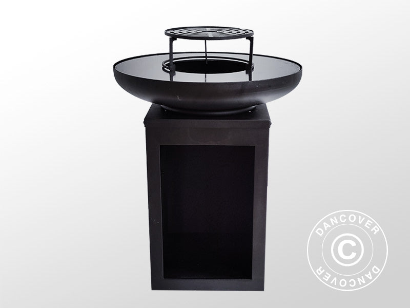 Braciere con vano porta legna, Ø60x73cm, Nero