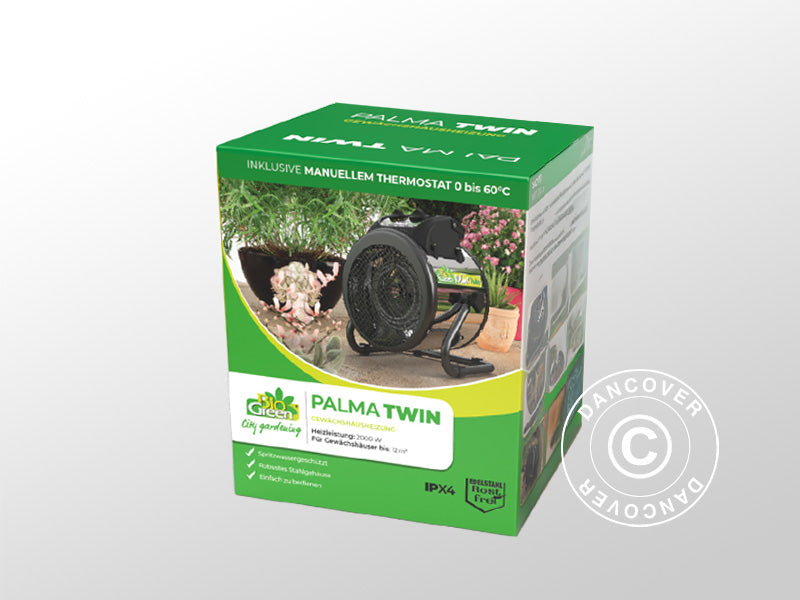 Gewächshausheizung, Palma Twin, manuell, 1000/2000 W, Schwarz/Silber