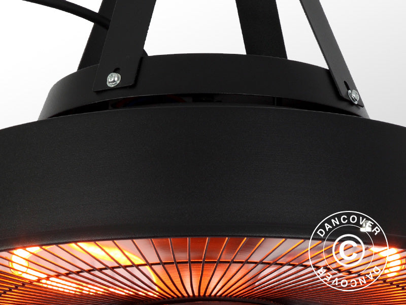 Lampada riscaldante a sospensione in carbonio Irabu, 1500W, Nero
