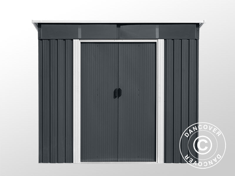 Abri de jardin avec lucarne, 2,38x1,93x2,03m, 4,59m², Anthracite/Blanc