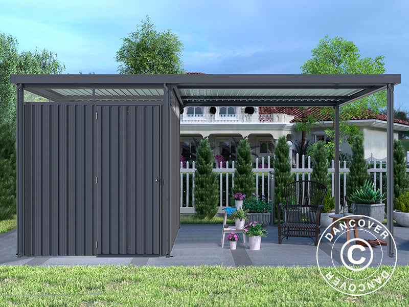 Extension pour abri de jardin avec lucarne, 2,86x2,45x2,26m, 7m², Anthracite