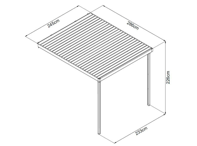 Extension pour abri de jardin avec lucarne, 2,86x2,45x2,26m, 7m², Anthracite