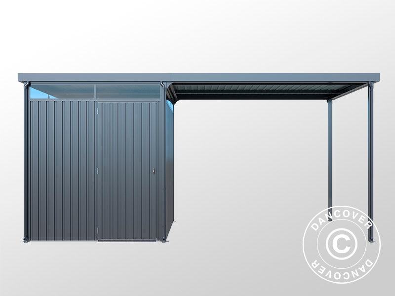 Abri de jardin avec lucarne + surplomb, 4,9x2,45x2,26m, 12,0m², Anthracite