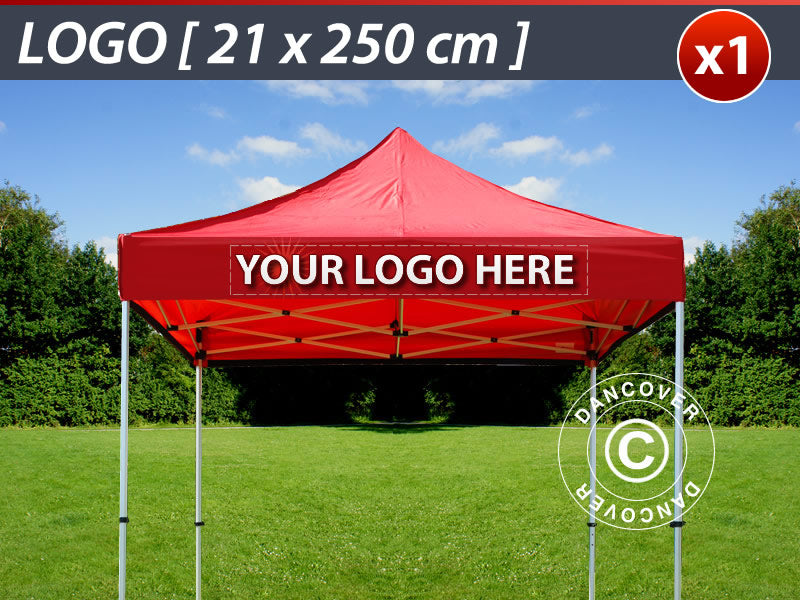 1 Stampa logo 21x250cm sulla frangia del FleXtents, centrata