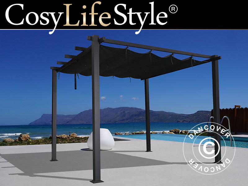 Pergola Santa Cruz, 3x4m, Gris Foncé
