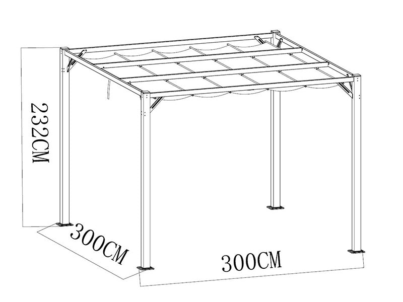 Pergola Santa Cruz, 3x3m, Gris Foncé