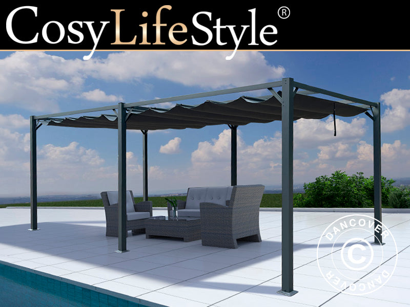 Pergola Santa Cruz, 4x8m, Gris Foncé