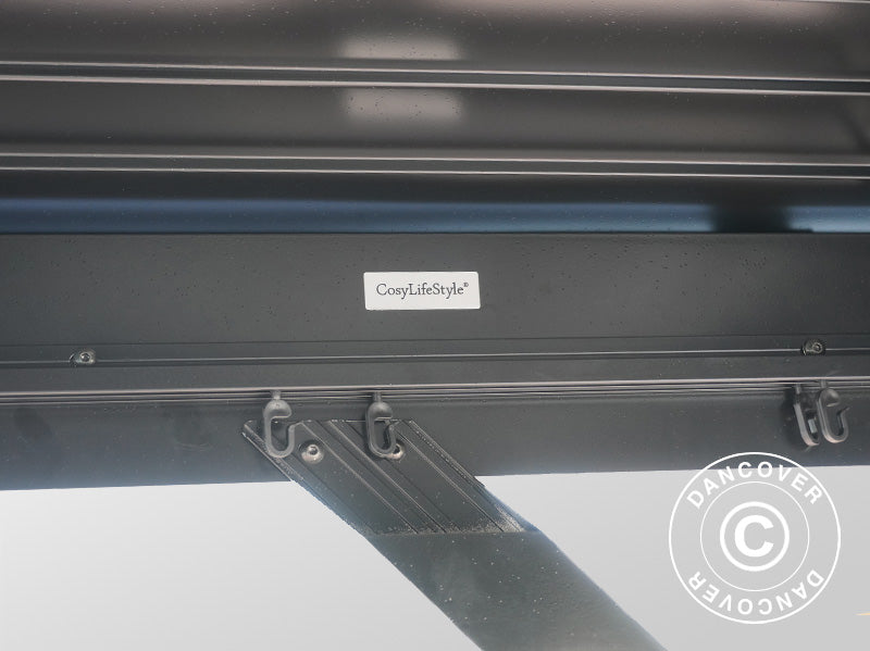 Gazebo Santa Ana Alu+ con tende e zanzariera, 3,65x6m, Nero