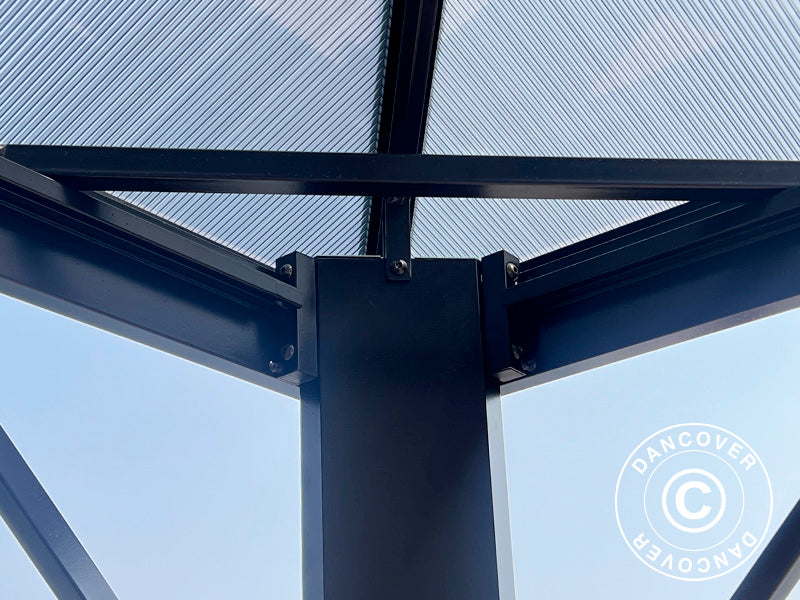 Gazebo Santa Ana Alu+ con tende e zanzariera, 3,65x4,85m, Nero