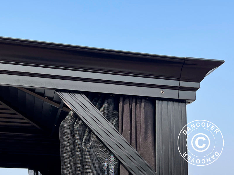 Gazebo San Bruno Alu+ con tende e zanzariera, 3x3m, Nero
