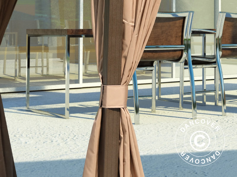 Tonnelle San Luis Alu+ avec rideaux et moustiquaire, 3x4m, Marron