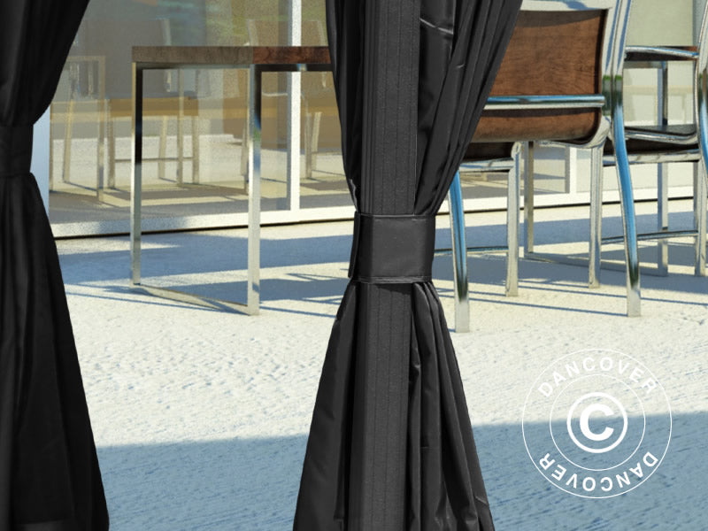 Gazebo San Luis Alu+ con tende e zanzariera, 3x4m, Nero