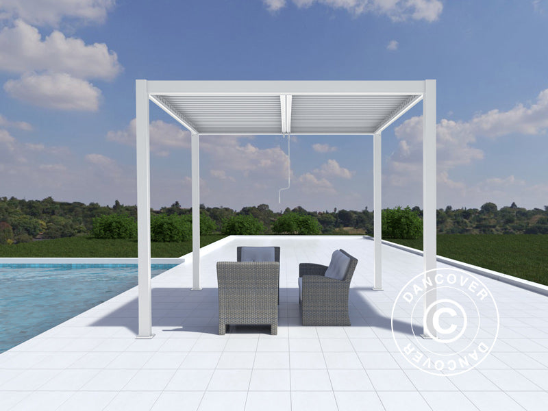 Gazebo pergola bioclimatico San Pablo Alu+, 3x4m, Bianco