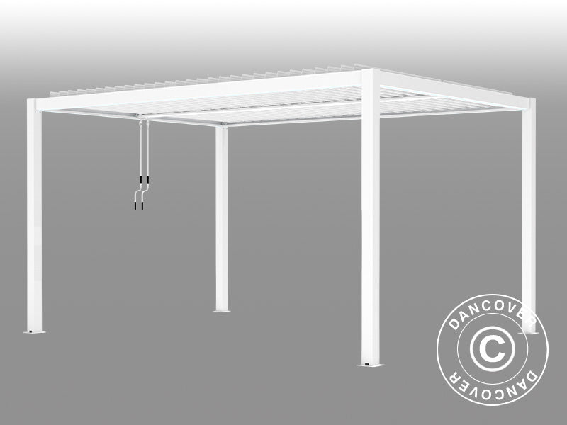 Gazebo pergola bioclimatico San Pablo Alu+, 3x4m, Bianco