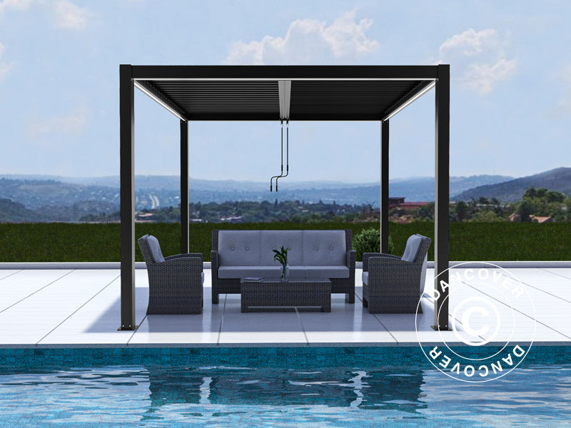 Pergola bioclimatique San Pablo Alu+, 4x4m, noir