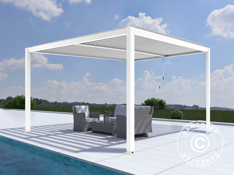 Pergola bioclimatique San Pablo Alu+, 4x4m, Blanc