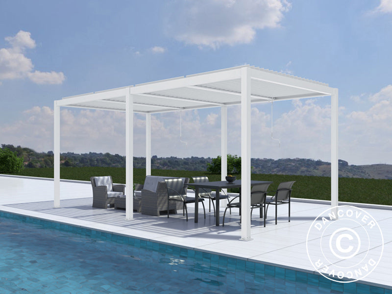 Pergola bioclimatique San Pablo Alu+, 3x5,8m, Blanc