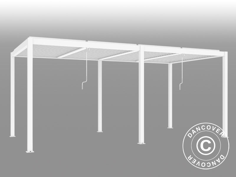 Pergola bioclimatique San Pablo Alu+, 3x5,8m, Blanc
