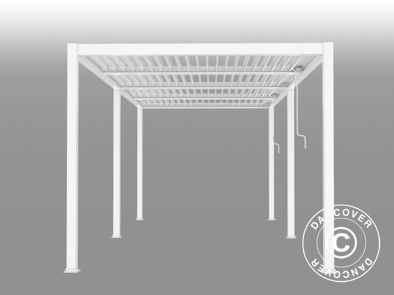 Pergola bioclimatique San Pablo Alu+, 3x5,8m, Blanc