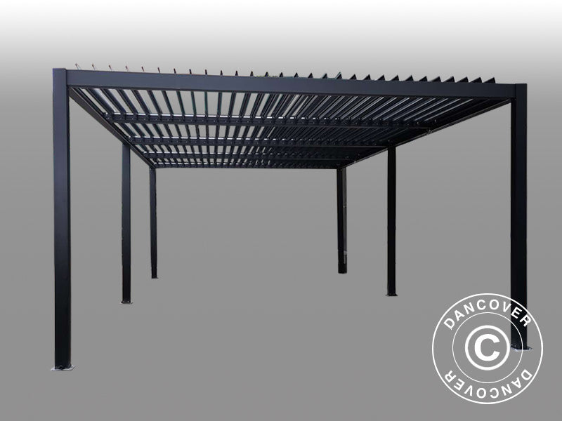 Gazebo pergola bioclimatico San Pablo Alu+, 4x5,8m, Nero