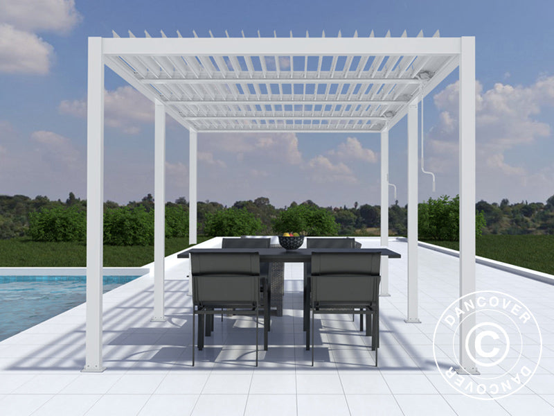 Pergola bioclimatique San Pablo Alu+, 4x5,8m, Blanc