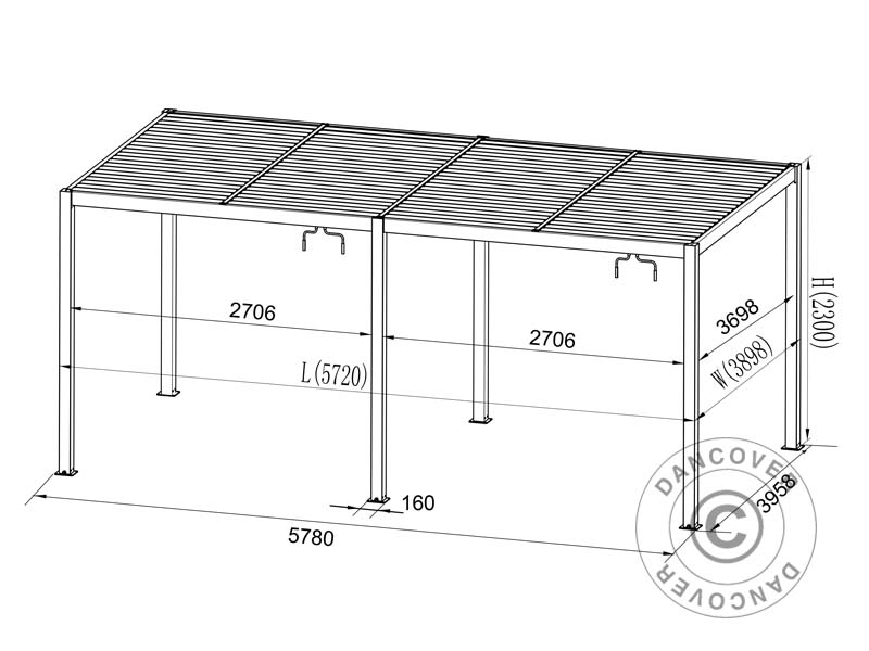 Pergola bioclimatique San Pablo Alu+, 4x5,8m, Blanc