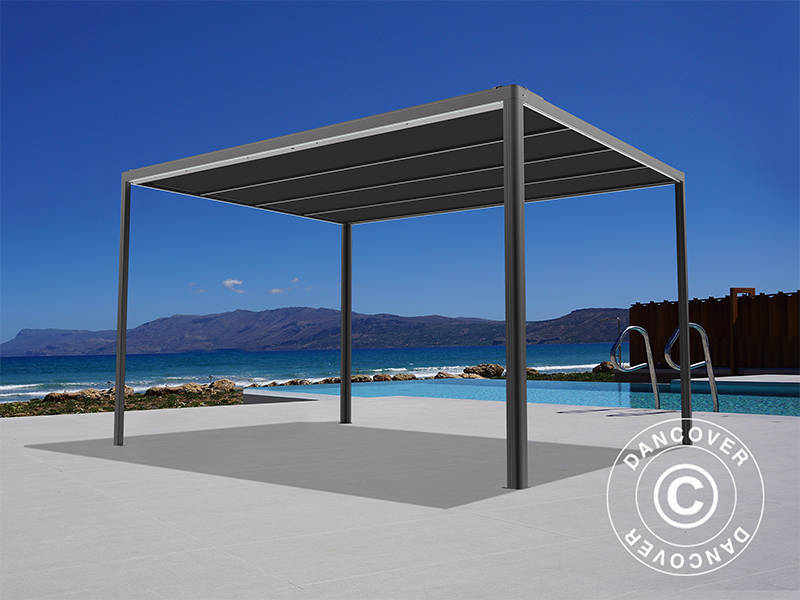Pergola San Fernando, 3x3m, Noir/Gris foncé