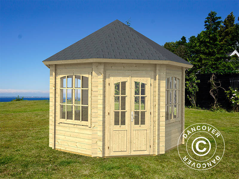 Gazebo in legno Lorraine, ottagonale 3,47x3,47x3,45m, 44mm, Naturale