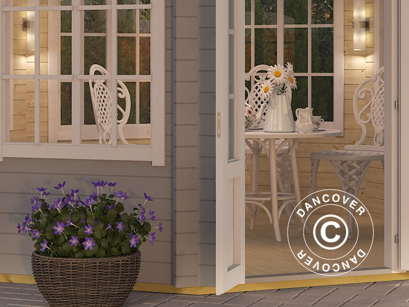 Gazebo in legno Lorraine, ottagonale 3,47x3,47x3,45m, 44mm, Grigio Chiaro