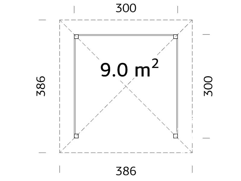 Gazebo in legno con pavimento in legno, 3x3x3,23m, 9m², Naturale