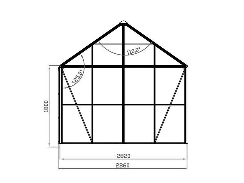 Serra orangerie, gazebo in vetro 12m², 4,2x2,86x2,84m con base, Nero