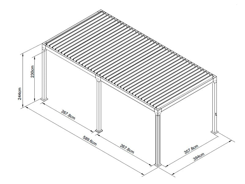 Pergola bioclimatique Monterey, 4x6m, avec rideaux et moustiquaire, Noir