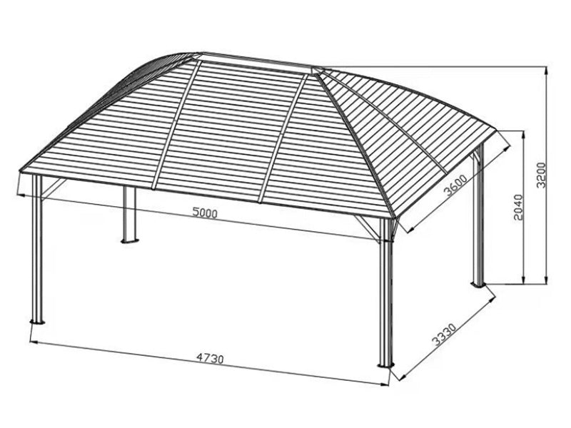Gazebo San Jose con tendine e zanzariera, 3,6x5m, Ottone/Beige