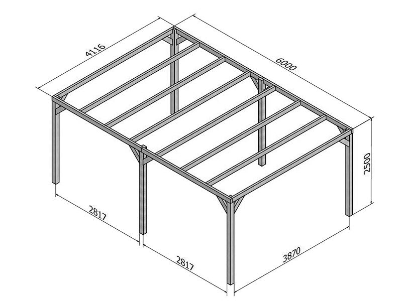 Holzpergola Fuengirola, 4x6x2,5m, Braun