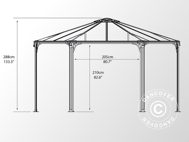 Gazebo da giardino Monaco, Palram/Canopia, 4,5x4,5m, Grigio