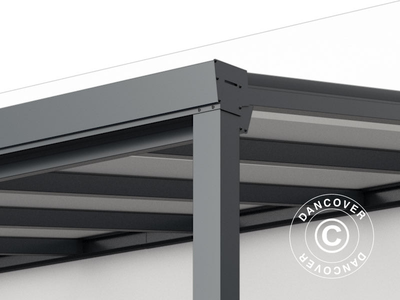 Tonnelle adossée Easy avec toit en polycarbonate, 3x6m, Anthracite