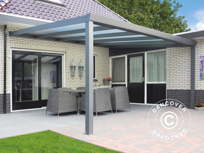 Pergola Addossata Expert con Tetto in Policarbonato, 3x5m, Antracite
