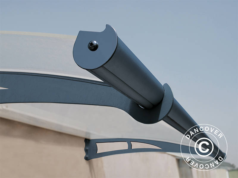 Marquise de porte Aquila, Palram/Canopia, 0,915x1,505m, Gris foncé/Transparent