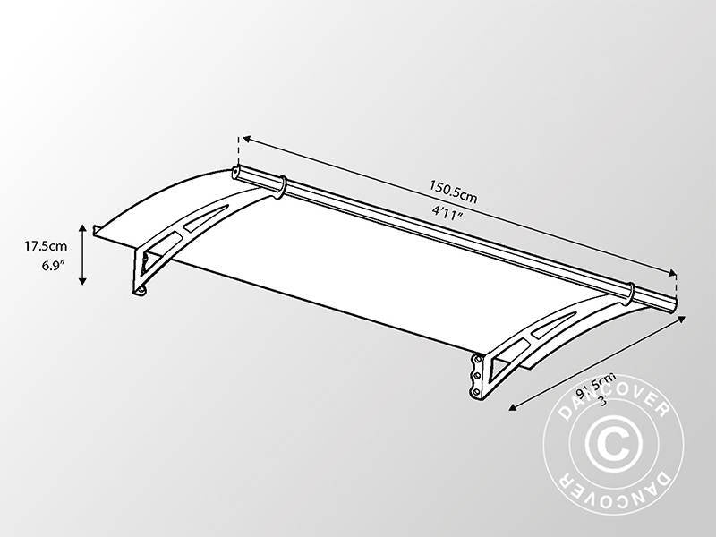 Pensilina Aquila, Palram/Canopia, 0,915x1,505m, Grigio scuro/Transparente