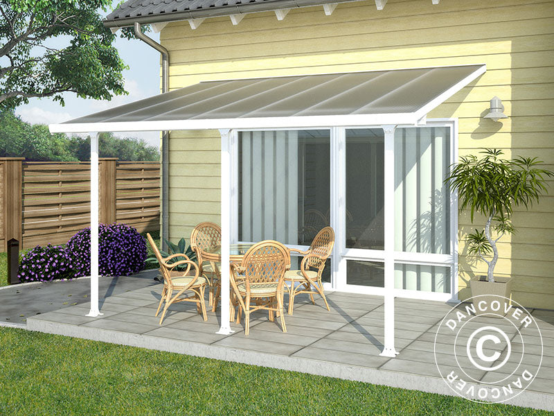 Pergola addossata Feria, Palram/Canopia, 3x4,25m, Bianco