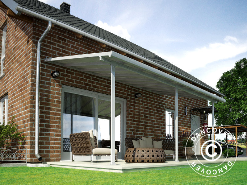 Pergola adossée Feria, Palram/Canopia, 3x5,46m, Blanc
