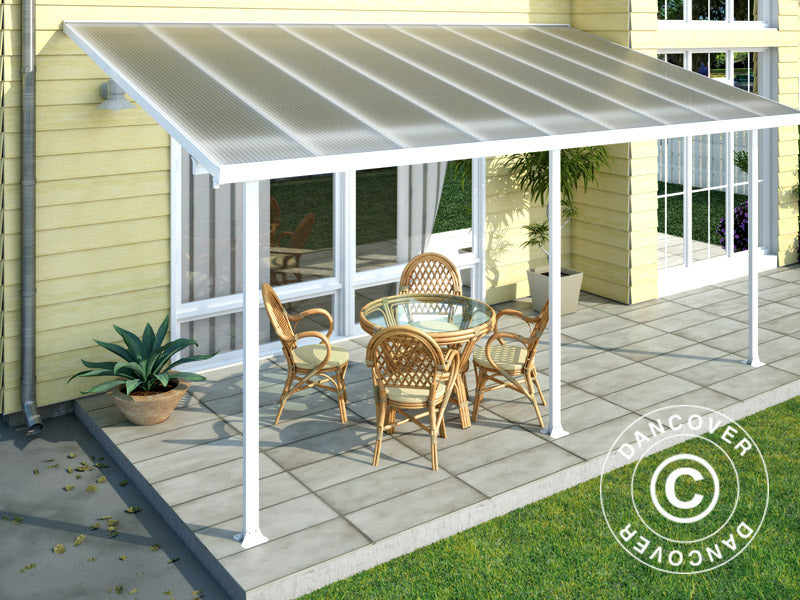 Pergola adossée Feria, Palram/Canopia, 3x5,46m, Blanc