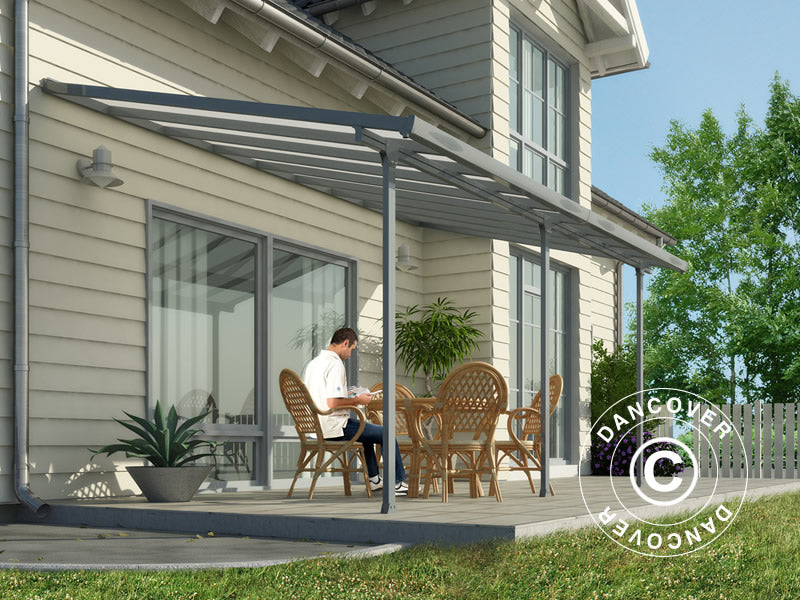 Pergola adossée Feria, Palram/Canopia, 3x5,46m, Gris