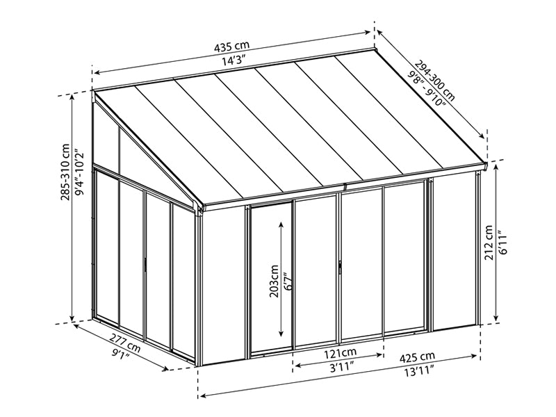 Jardin d'hiver SanRemo, Palram/Canopia, 3x4,25m Anthracite