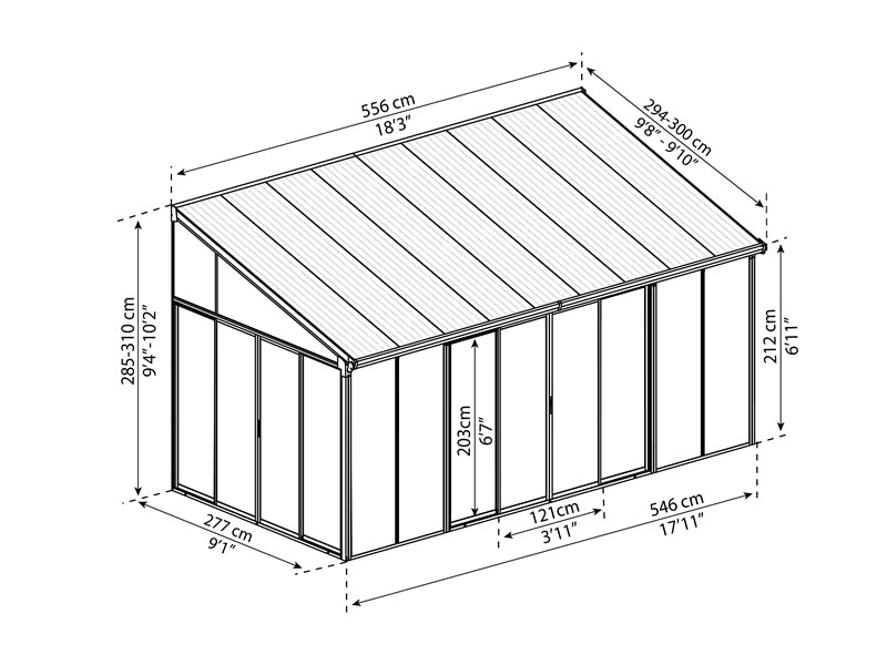 Jardin d'hiver SanRemo, Palram/Canopia, 3x5,46m, Anthracite