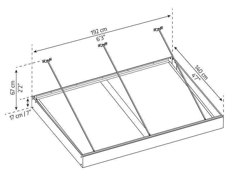 Pensilina Sophia XL 2000, Palram/Canopia, 1,40x1,92x0,17m, Grigio scuro/Trasparente